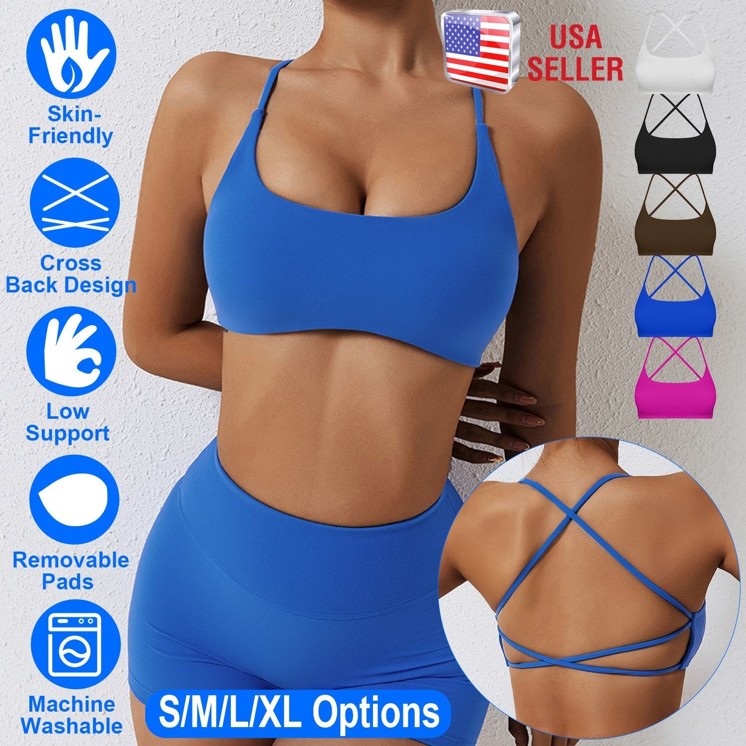 Women’s Cross Back Strappy Sports Bra