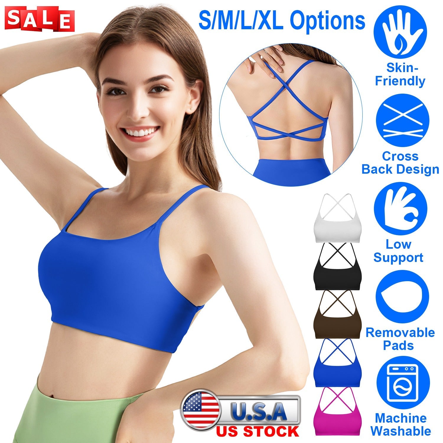 Women’s Cross Back Strappy Sports Bra