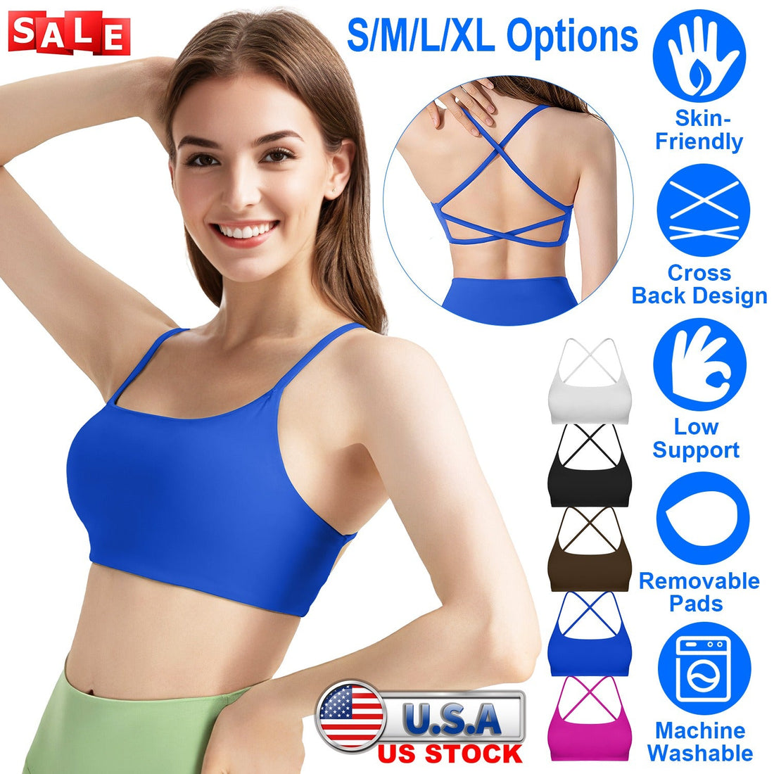 Women’s Cross Back Strappy Sports Bra