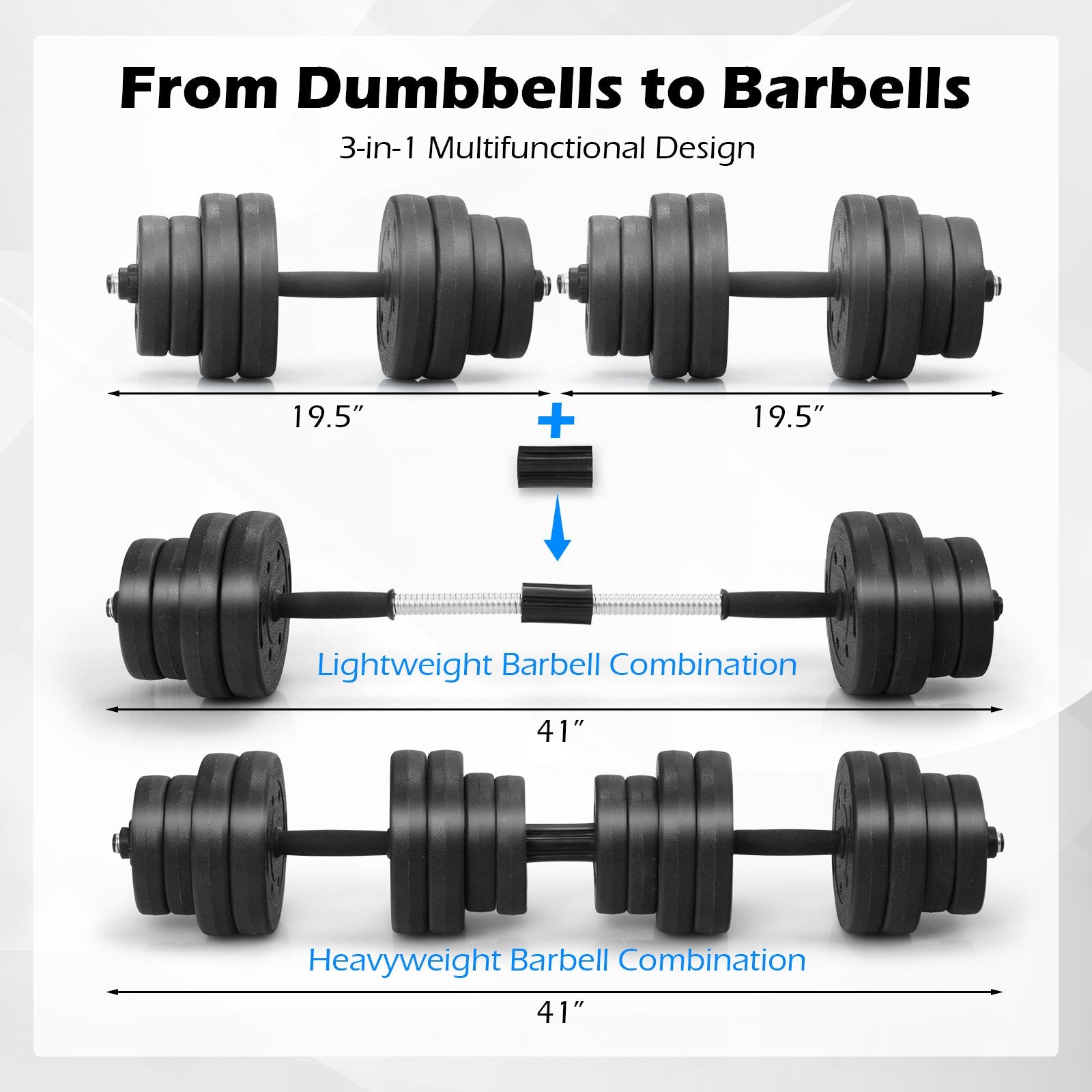 66lb Adjustable Dumbbells with Connector Set