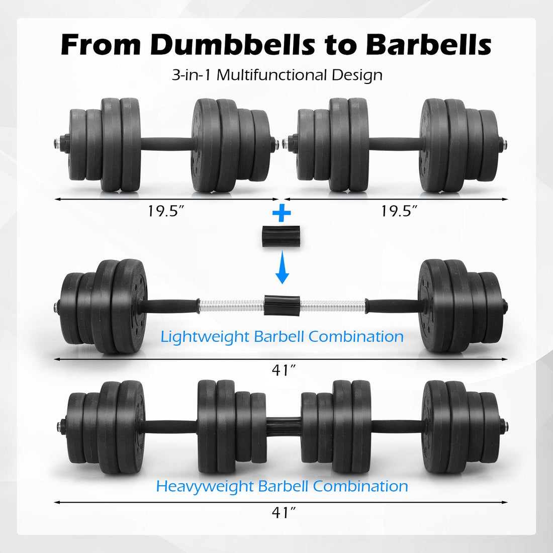 66lb Adjustable Dumbbells with Connector Set