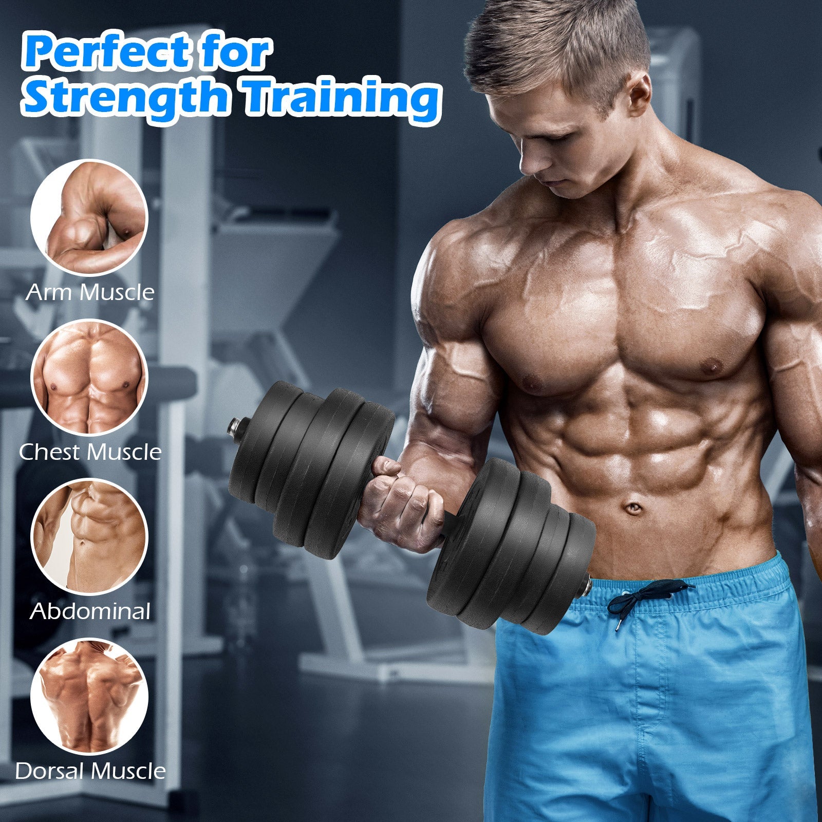 66lb Adjustable Dumbbells with Connector Set