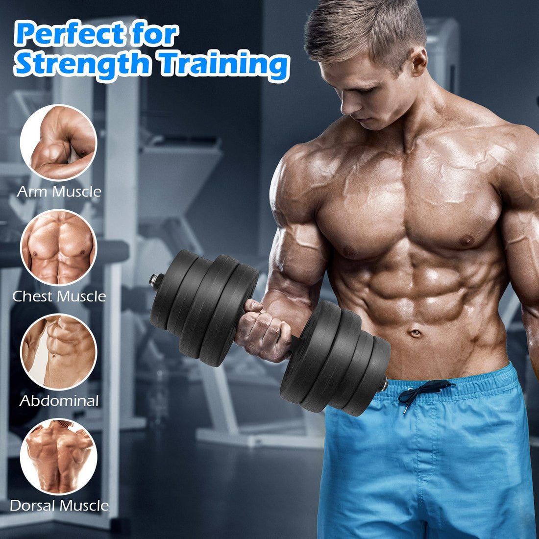 66lb Adjustable Dumbbells with Connector Set
