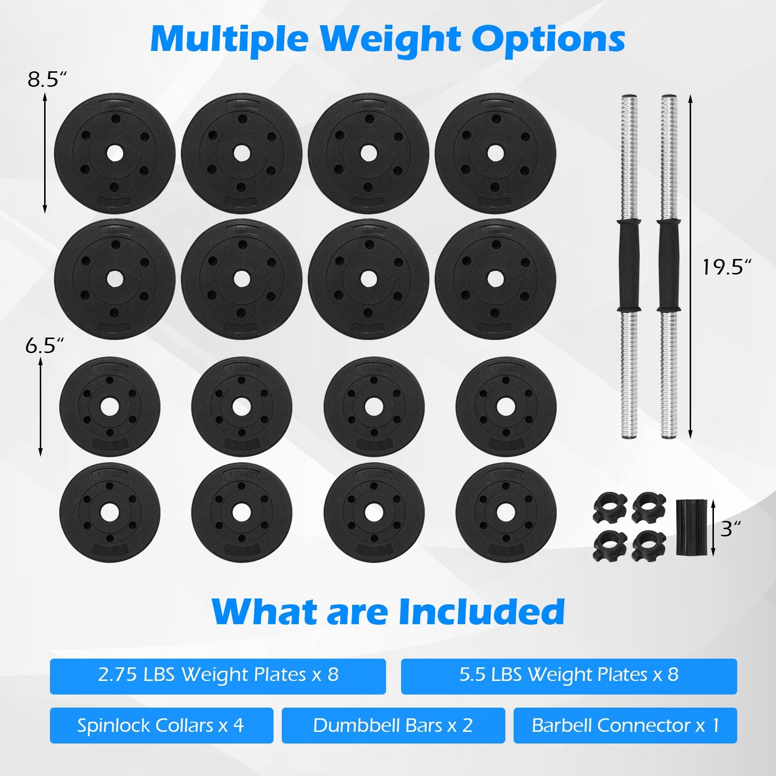 66lb Adjustable Dumbbells with Connector Set