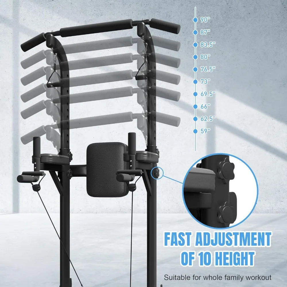 Power Tower Pull Up Dip Station Adjustable Height