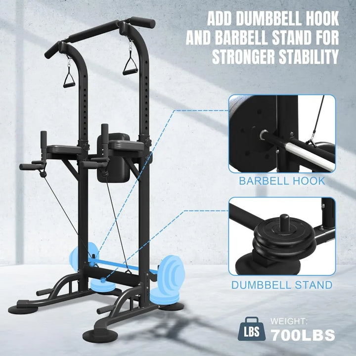 Power Tower Pull Up Dip Station Adjustable Height