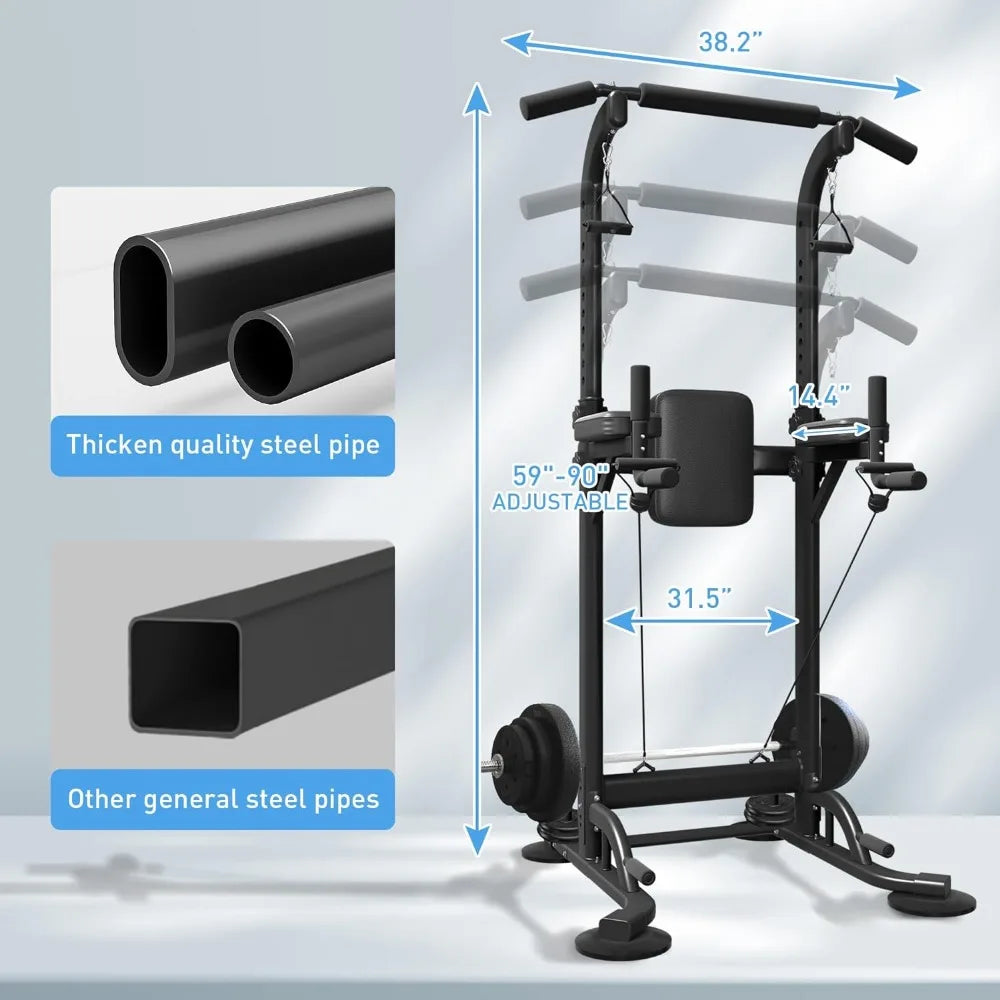 Power Tower Pull Up Dip Station Adjustable Height