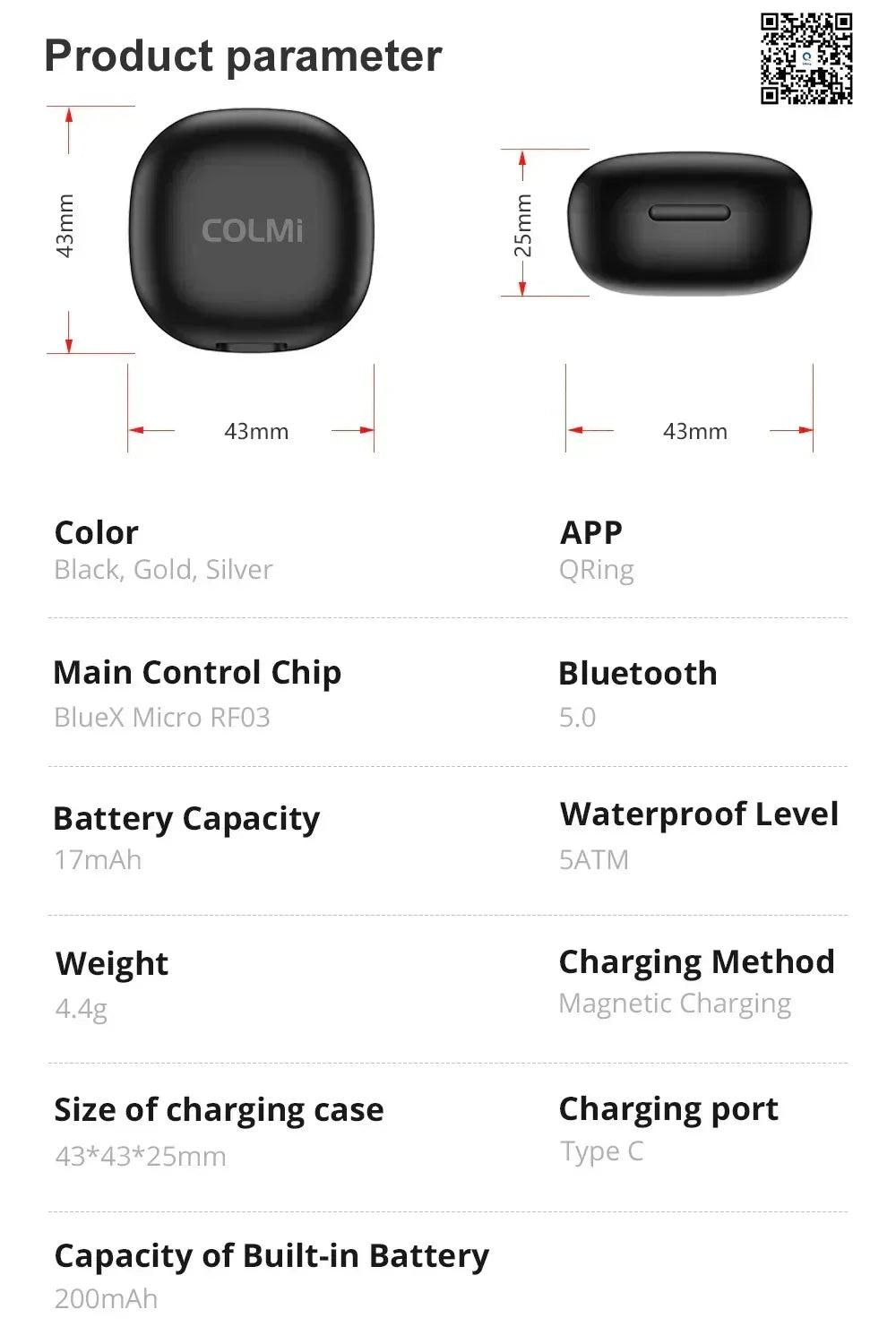 COLMI R02 Smart Ring with Charging Case